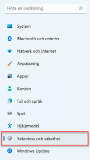 Här hittar du sekretessinställningar i Windows 11.