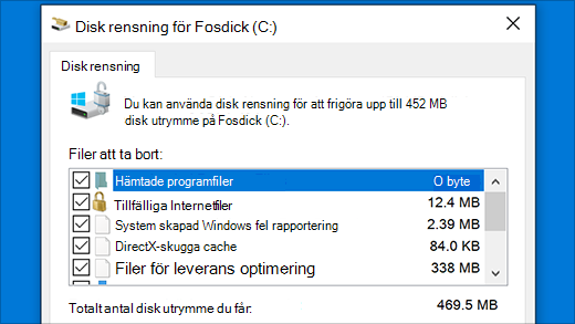 Köra verktyget Diskrensning