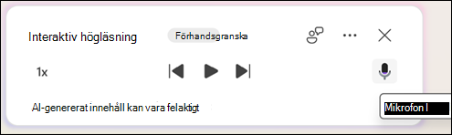 Om du vill ställa dokumentrelaterade frågor till Copilot klickar du på knappen Stäng av.