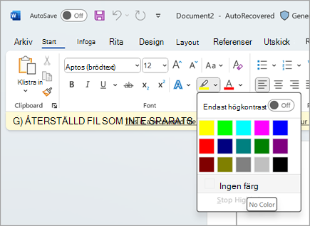 skärmbild av markering i Microsoft Word two.png