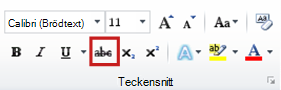 Genomstrykning på fliken Start