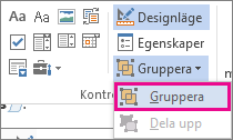läget utvecklare, grupperingskontroller