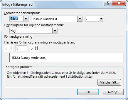 Alternativ för Hälsningsrad
