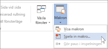 Kommandot Spela in makro