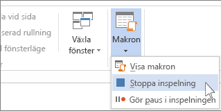 Kommandot Stoppa inspelning