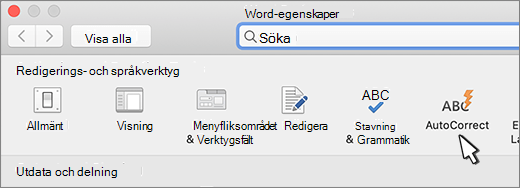 knappen Word för Mac autokorrigering