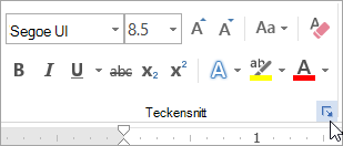 Klicka på dialogruteikonen Teckensnitt