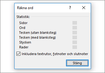 Information om ordantal