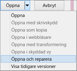Öppna och reparera