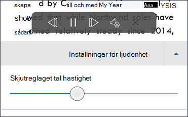 Skjutreglage för talhastighet