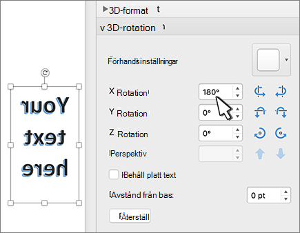 WordArt med 180 graders rotation