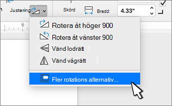 Menyalternativ för fler rotationsalternativ