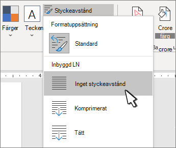 Ange enkelt radavstånd i ett dokument