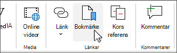 Knappen Bokmärke i det klassiska menyfliksområdet
