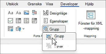 Menyn Gruppkontroll