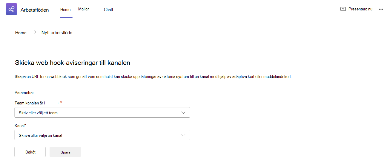 Webhook-mall för att skicka till en kanal