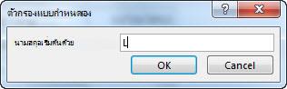 กล่องโต้ตอบ ตัวกรองแบบกําหนดเอง ที่มีตัวอักษร L ใส่ไว้