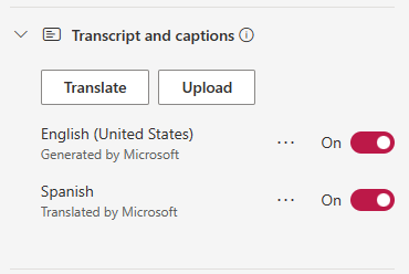 UI แสดงสําเนาบทสนทนาที่แปลเป็นผลลัพธ์