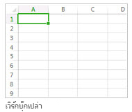 เวิร์กบุ๊กใหม่ที่ว่างเปล่า