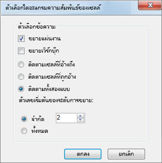 ตัวเลือกไดอะแกรมความสัมพันธ์ของเซลล์