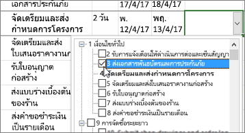 แผนโครงการพร้อมงานที่มีดรอปดาวน์