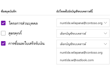 การอัปโหลดสมุดบันทึกไปยังบัญชีระบบคลาวด์