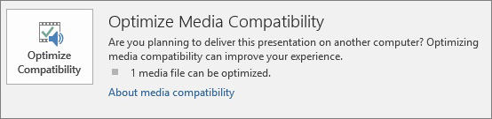สกรีนช็อตของปุ่มปรับความเข้ากันได้ให้เหมาะสมใน PowerPoint