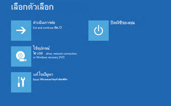 สกรีนช็อตของ Windows Recovery Environment (WinRE) 