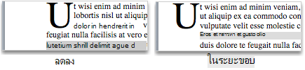 ตัวอักษรขึ้นต้นขนาดใหญ่ที่อยู่นอกระยะขอบและในระยะขอบ