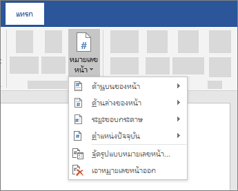แทรกหมายเลขหน้า