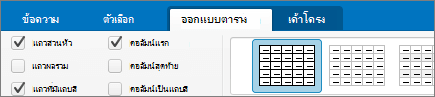กล่องกาเครื่องหมาย แถวส่วนหัว ใน Outlook for Mac
