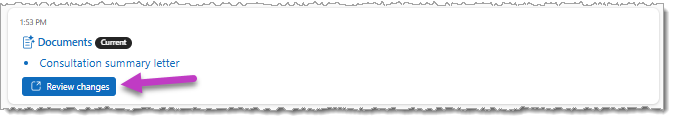 A Timeline card for an updated document.