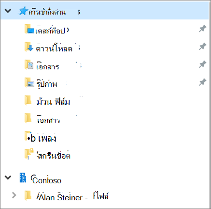 OneDrive ของผู้ใช้อื่นในบานหน้าต่างด้านซ้ายใน File Explorer