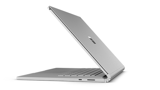 รูปภาพด้านข้างของ Surface Book 2 Hero ที่เปิดอยู่