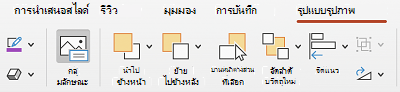 ปุ่ม ข้อความแสดงแทน บน Ribbon ใน PowerPoint for Mac