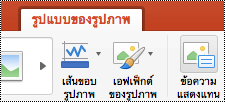 ปุ่มข้อความแสดงแทนบน Ribbon ใน PowerPoint for Mac