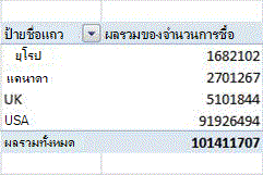 ตัวอย่าง PivotTable