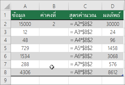 การคูณตัวเลขกับค่าคงที่
