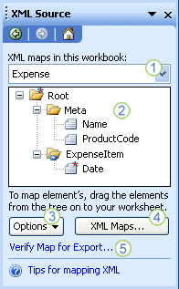 บานหน้าต่างงานแหล่ง XML