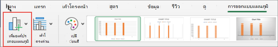 เพิ่มองค์ประกอบแผนภูมิใน Mac