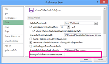 ตัวเลือกที่คุณสามารถตั้งค่าสำหรับการบันทึกเวิร์กบุ๊ก