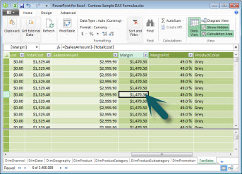บริบทแถวใน PowerPivot