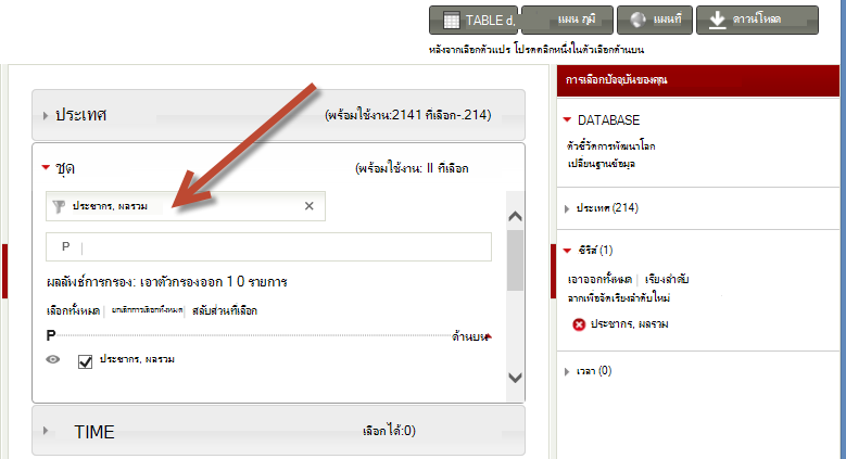 การเลือกชุดข้อมูลจาก worldbank.org