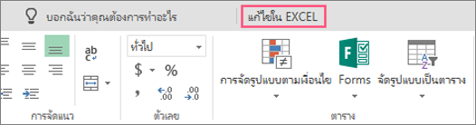 ปุ่มแก้ไขใน Excel