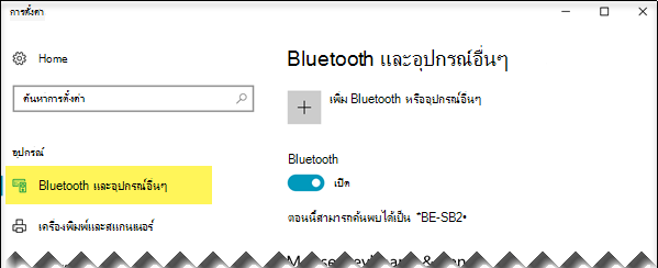 ตรวจสอบให้แน่ใจว่าได้เลือกตัวเลือก Bluetooth & อุปกรณ์อื่นๆ ทางด้านซ้าย