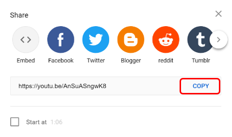 กล่องโต้ตอบการแชร์ของ YouTube