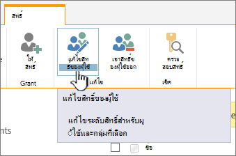 คลิก แก้ไขสิทธิ์ เพื่อเปลี่ยนระดับสิทธิ์
