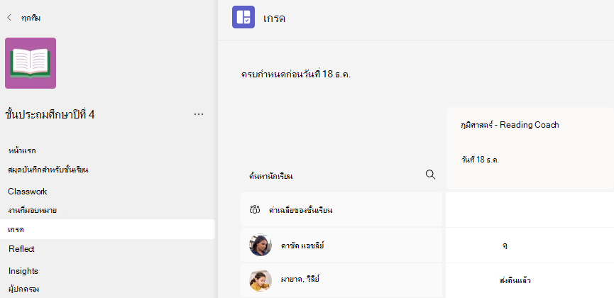 สกรีนช็อตของเกรด