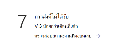 สกรีนช็อตแสดงไทล์ข้อมูลสถานะของงานที่มอบหมาย
