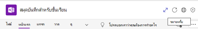 สกรีนช็อตของแท็บขยาย